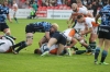 Bedford Blues' defence goes for the turnover